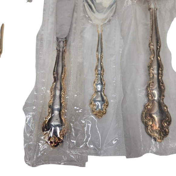 Set of 5 Serving Pieces Oneida Community Silverplate Gold Accent Modern Baroque - Picture 3 of 10